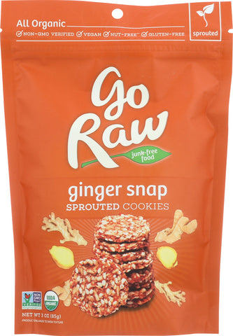 GO RAW:  Organic Sprouted Cookies Ginger Snap, 3 oz
