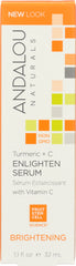 ANDALOU NATURALS: Turmeric + C Enlighten Serum Brightening, 1.1 Oz