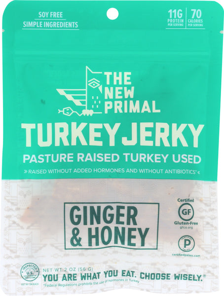 THE NEW PRIMAL: Ginger & Honey Jerky Free-Range Turkey, 2 oz