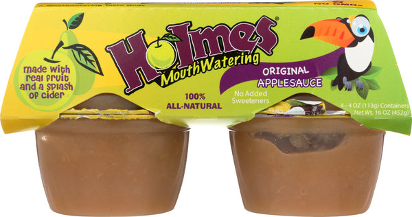 HOLMES MOUTHWATERING APPLESAUCE: Applesauce Original 4 Pack, 16 oz