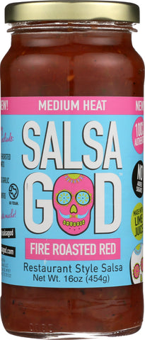 SALSA GOD: Salsa Medium Fire Roasted Red, 16 oz