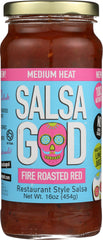 SALSA GOD: Salsa Medium Fire Roasted Red, 16 oz