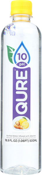 QURE: Alkaline Water Lemon Ginger, 16.9 oz