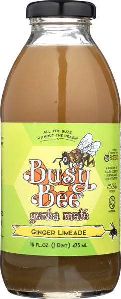 BUSY BEE YERBA MATE: Beverage Limeade Ginger, 16 oz