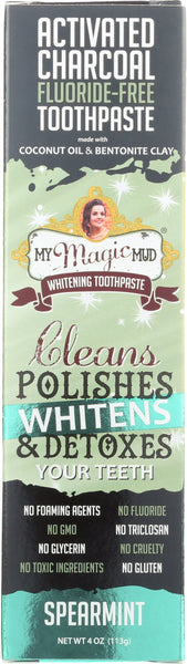 MY MAGIC MUD: Toothpaste Charcoal Spearmint, 4 oz