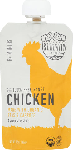 SERENITY KIDS: Chicken with Organic Peas & Carrots Baby Food, 3.5 oz