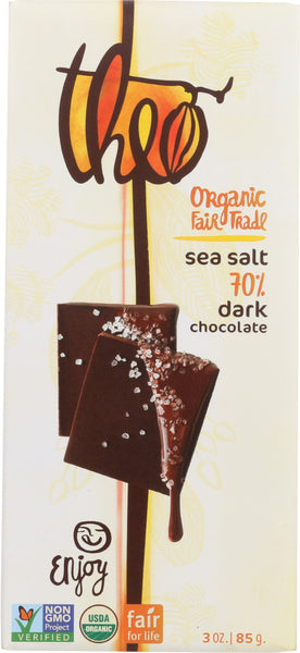 THEO CHOCOLATE: Sea Salt Dark Chocolate Bar, 3 oz