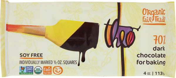 THEO CHOCOLATE: Bar Baking Dark 70%, 4 oz