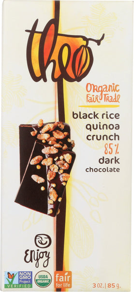 THEO CHOCOLATE: Black Rice 85% Dark Chocolate Bar, 3 oz