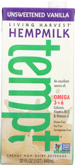 LIVING HARVEST: Unsweetened Vanilla Hempmilk, 32 fl oz