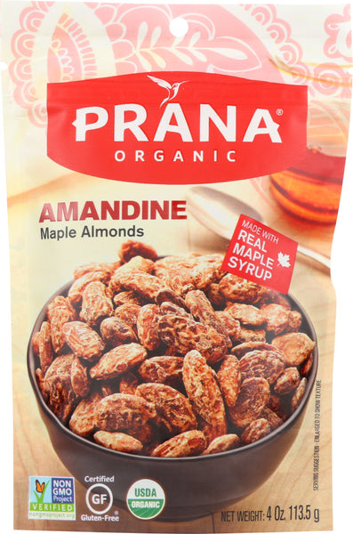 PRANA: Organic Amandine Maple Almonds, 4 oz