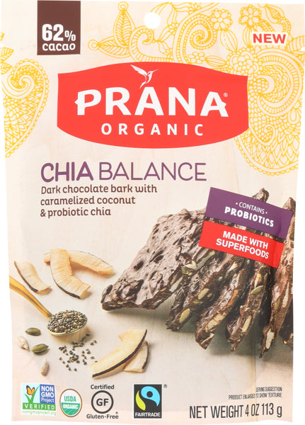 PRANA: Chia Balance Chocolate Bark, 4 oz