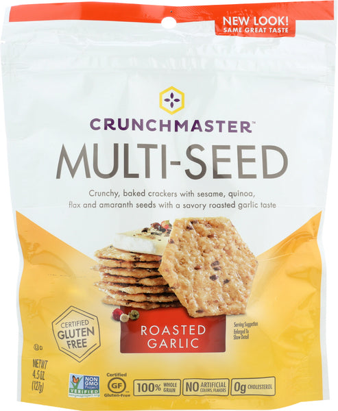 CRUNCH MASTERS: Multi-Seed Crackers Gluten Free Roasted Garlic, 4.5 oz