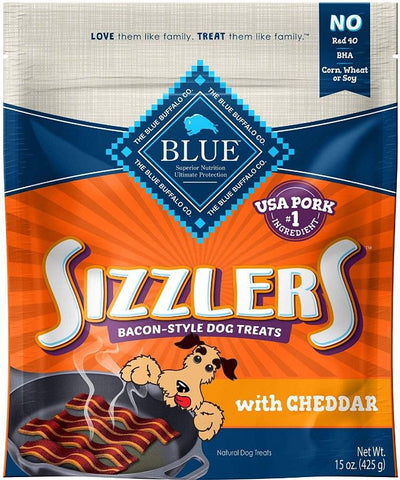 Blue Buffalo Sizzlers Natural Bacon-Style Soft-Moist Dog Treats with Cheddar