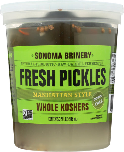 SONOMA BRINERY:  Fresh Pickle Manhattan Style Whole Koshers, 32 oz