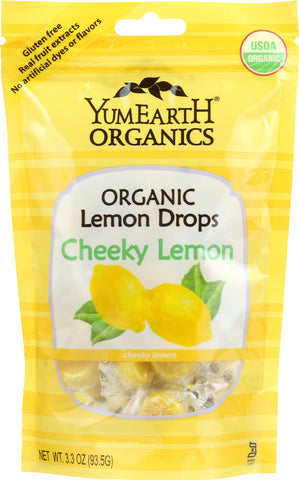 YUMMY EARTH: Organic Candy Drops Gluten Free Cheeky Lemon Flavor, 3.3 oz