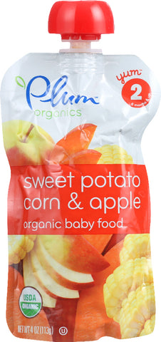 PLUM ORGANICS: Organic Baby Food Stage 2 Sweet Potato, Corn & Apple, 4 oz