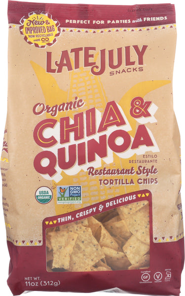 LATE JULY: Organic Chia And Quinoa Restaurant Style Tortilla Chips, 11 oz