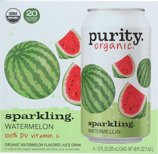 PURITY ORGANIC: Sparkling Water Watermelon 4 Pack, 48 fo