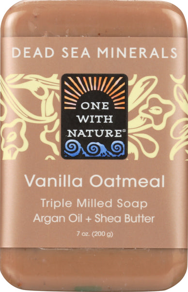 ONE WITH NATURE: Dead Sea Mineral Bar Soap Mild Exfoliating Vanilla Oatmeal, 7 oz