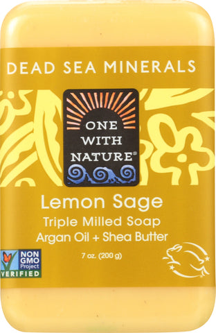 ONE WITH NATURE: Lemon Sage Triple Milled Minerals Soap Bar, 7 oz