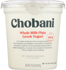 CHOBANI: Whole Milk Plain Greek Yogurt, 32 oz