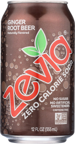 ZEVIA: All Natural Zero Calorie Soda Ginger Root Beer 6-12 fl oz, 72 fl oz