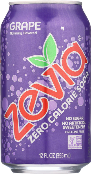 ZEVIA: All Natural Zero Calorie Soda Grape 6-12 fl oz, 72 fl oz