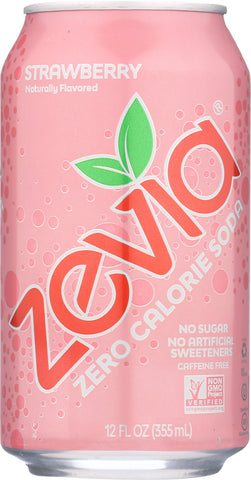 ZEVIA: Zero Calorie Soda Strawberry 6-12oz, 72 oz