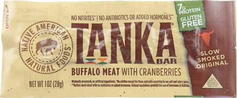 TANKA: Natural Buffalo Meat Cranberry Bar Slow Smoked Original, 1 Oz