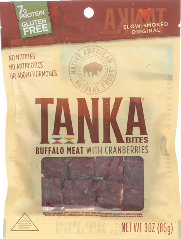 TANKA: Bites Buffalo Meat Cranberry Slow Smoked Original, 3 Oz