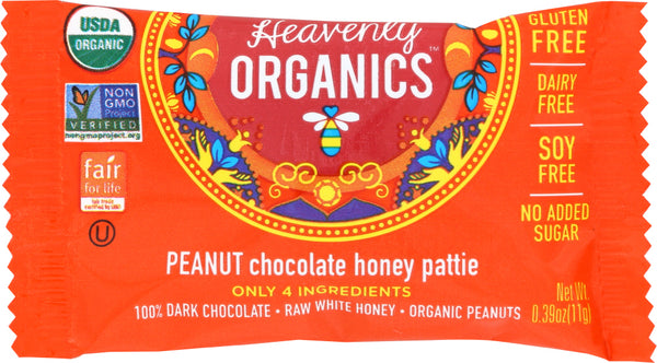 HEAVENLY ORGANICS: Peanut Chocolate Honey Pattie, 0.39 oz