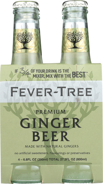 FEVER-TREE: Premium Ginger Beer 4x6.8 oz Bottles, 27.2 oz