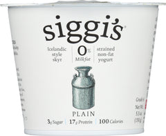 SIGGI'S: Yogurt Strained Non-Fat Icelandic Style Skyr Plain, 5.3 oz