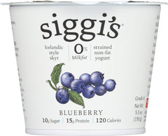 SIGGI'S: Icelandic Style Skyr Strained Non Fat Blueberry Yogurt, 5.3 oz