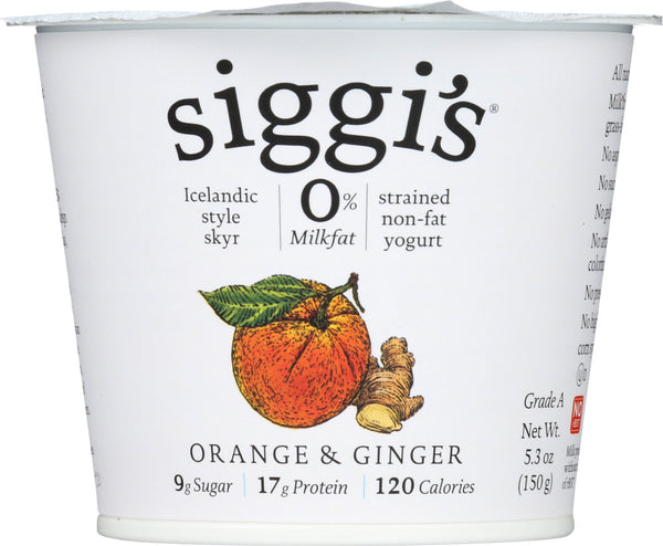 SIGGI'S: Strained Non‑Fat Icelandic Style Skyr Orange and Ginger Yogurt, 5.3 oz