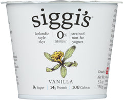 SIGGI'S: Icelandic Style Strained Non-Fat Yogurt Vanilla, 5.3 oz