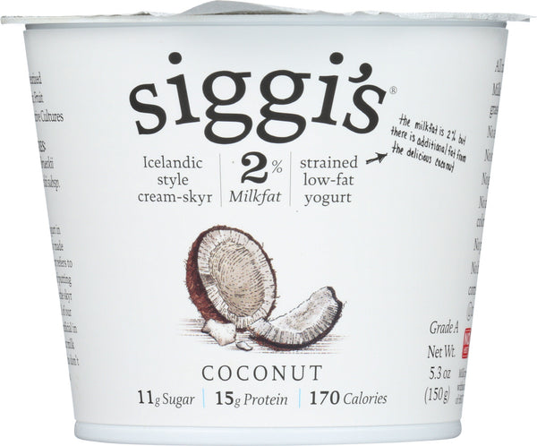 SIGGIS: Yogurt Icelandic Style Low Fat 2% Milkfat Coconut, 5.3 oz