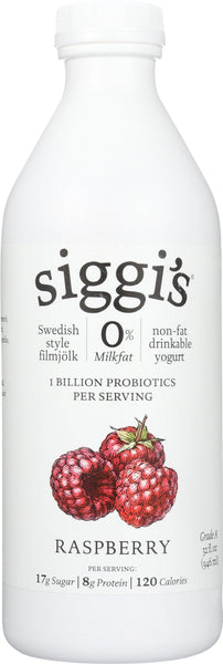 SIGGIS: Raspberry Filmjolk Non Fat Drinkable Yogurt, 32 oz