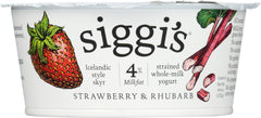 SIGGI'S: 4% Whole Milk Strained Yogurt Strawberry Rhubarb, 4.4 oz