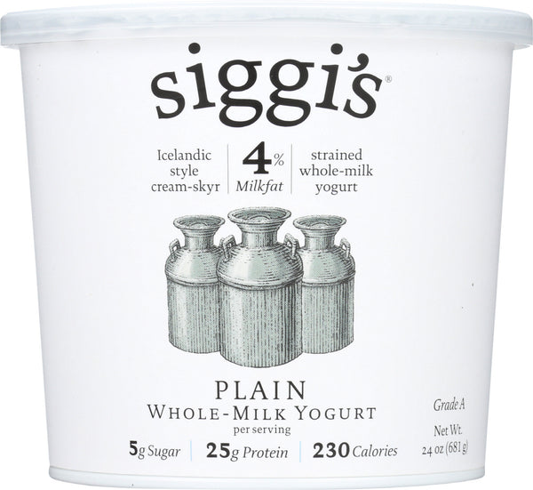 SIGGIS: 4% Whole Milk Strained Yogurt Plain, 24 oz