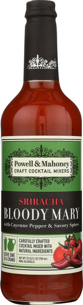 POWELL & MAHONEY: Sriracha Bloody Mary Super Spicy Cocktail Mixer Non-Alcoholic, 750 ml