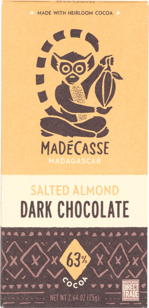 MADECASSE: Salted Almond Dark Chocolate Bar, 2.64 oz
