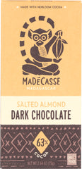 MADECASSE: Salted Almond Dark Chocolate Bar, 2.64 oz