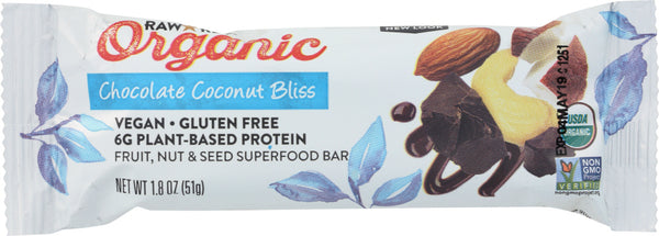 RAW REVOLUTION: Organic Live Food Bar Chocolate Coconut Bliss, 1.8 oz