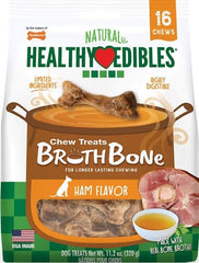 Nylabone Natural Healthy Edibles Broth Bone Chew Treats - Ham Flavor - Small