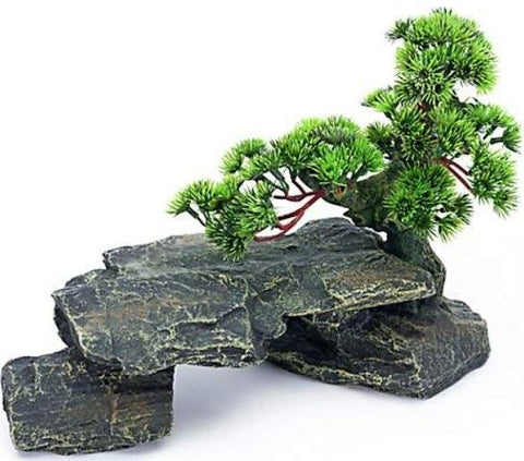 Penn Plax Bonsai Tree on Rocks Aquarium Ornament