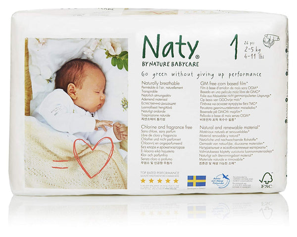 NATY-ECO BY NATY: Diapers Size 1,  25 ct