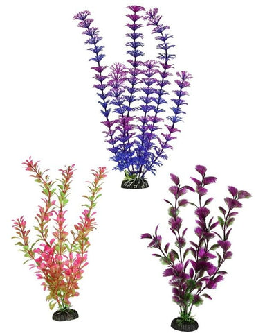 Penn Plax Colorful Aquarium Plastic Plant Pack 12" Assorted Colors