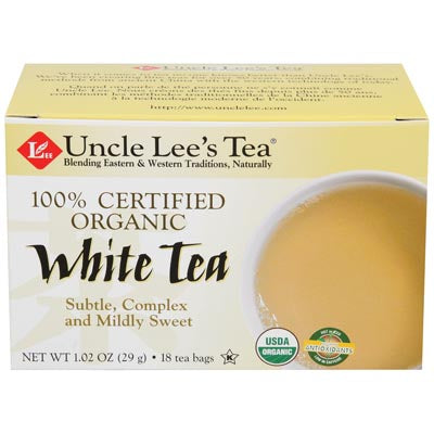 UNCLE LEE'S: Tea 100% Certified Organic White Tea, 18 Tea Bags